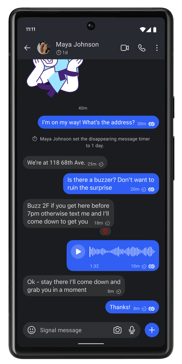 User messaging in dark setting